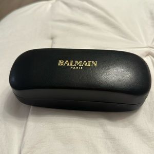 New Balmain Paris Sunglasses Eyeglasses Hard Clamshell Leather Black Case